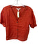 Garnet Hill Size S Burnt Orange Linen V Neck Button Up Short Sleeve Top Burnt Orange / S