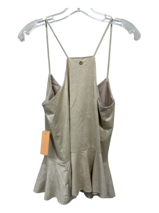 Marie Oliver Size S Beige Polyester Spaghetti Strap Textured Peplum Top Beige / S