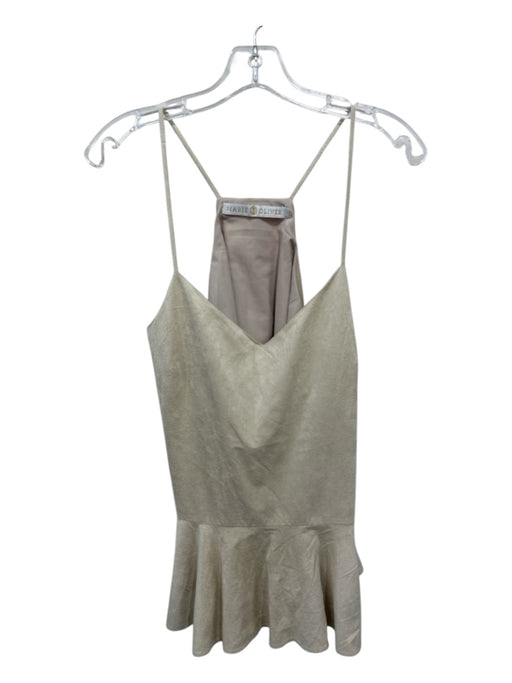 Marie Oliver Size S Beige Polyester Spaghetti Strap Textured Peplum Top Beige / S