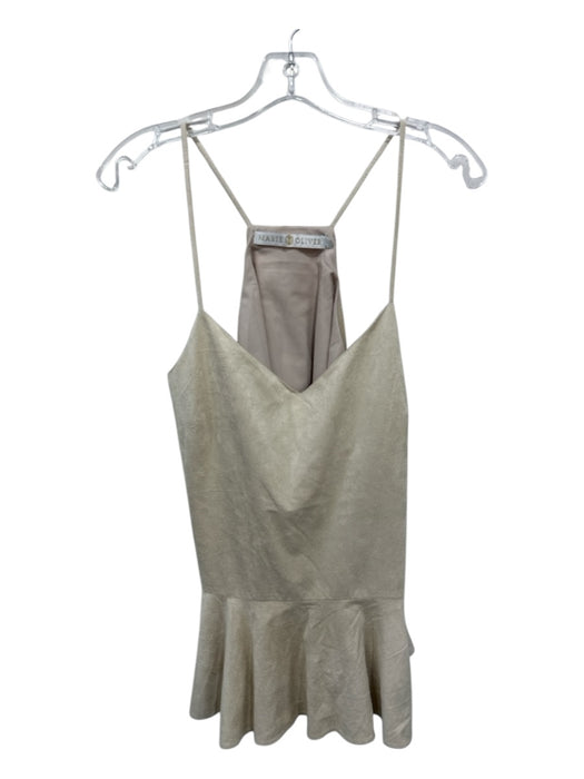 Marie Oliver Size S Beige Polyester Spaghetti Strap Textured Peplum Top Beige / S