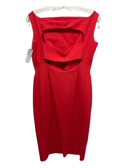 Chiara Boni Size 46 Red Orange Polyamide & Elastane Sleeveless Square Neck Dress Red Orange / 46