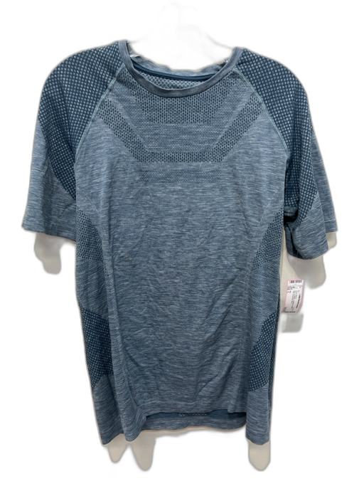 Alo Size L Blue Synthetic Heathered Athletic T Shirt Men's Short Sleeve Blue / L