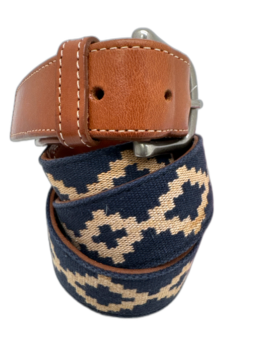 La Matera Blue & White Canvas Western Men's Belt Blue & White