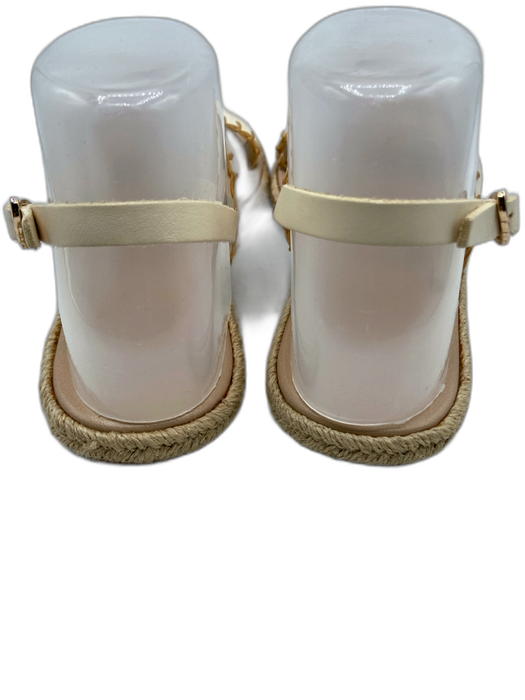 Ancient Greek Shoe Size 37 Beige Leather Whip Stitch Flats Sandals Beige / 37