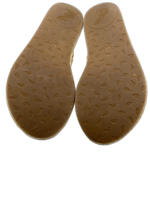 Ancient Greek Shoe Size 37 Beige Leather Whip Stitch Flats Sandals Beige / 37