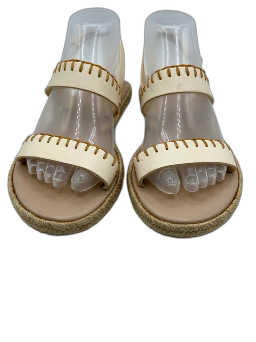 Ancient Greek Shoe Size 37 Beige Leather Whip Stitch Flats Sandals Beige / 37