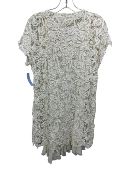 Love Johnny Was Size XS Cream Cotton Blend Eyelet Short Sleeve Dress Cream / XS