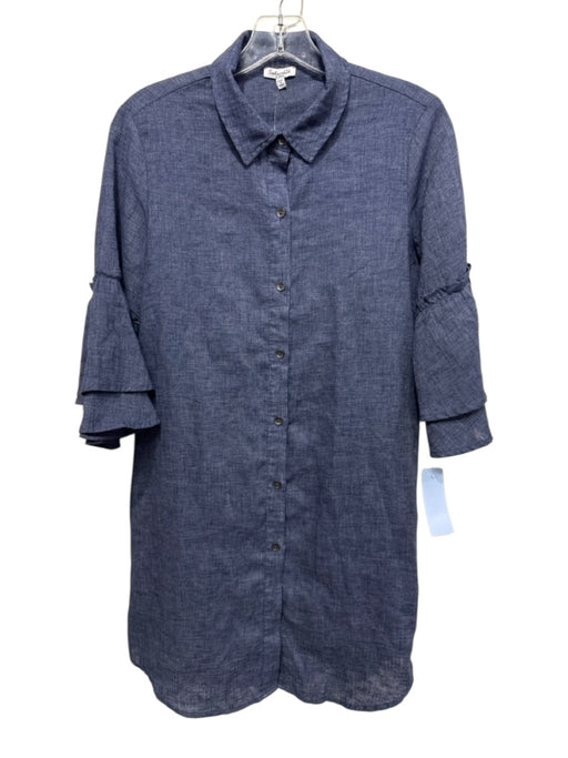 Splendid Size XS Navy Linen Blend Button Down Dress Navy / XS