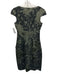 Piazza Sempione Size 40 Green Wool & Acrylic Cap Sleeve Floral Jacquard Dress Green / 40