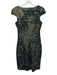 Piazza Sempione Size 40 Green Wool & Acrylic Cap Sleeve Floral Jacquard Dress Green / 40