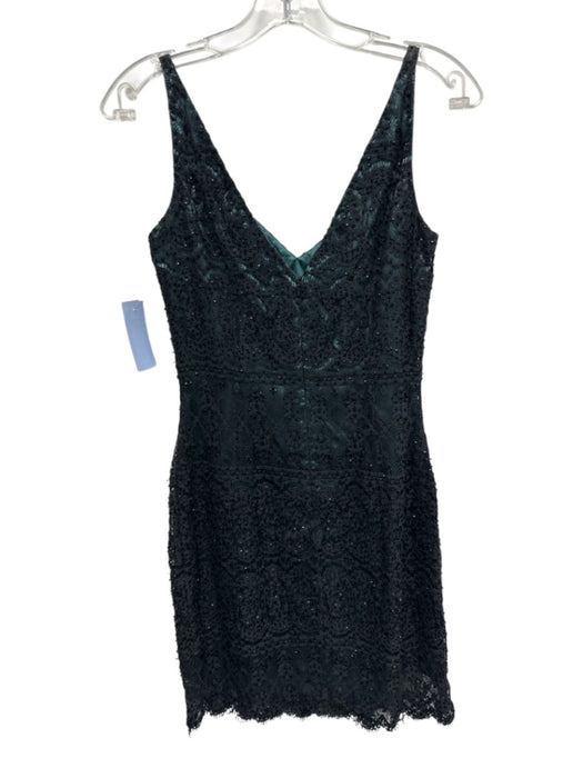Cache Size 2 Gray & Teal Cotton & Nylon Sleeveless Lace Overlay Dress Gray & Teal / 2