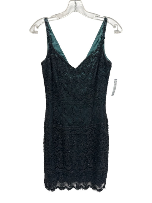 Cache Size 2 Gray & Teal Cotton & Nylon Sleeveless Lace Overlay Dress Gray & Teal / 2