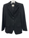 Armani Collezioni Size 2 Black Virgin Wool & Polyamide 3 Button Blazer Jacket Black / 2