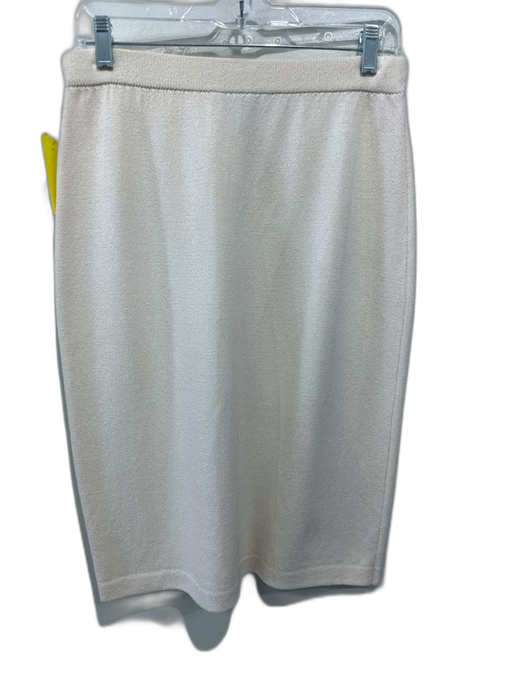 St John Collection Size Small Cream White Wool Blend Elastic Waist Pencil Skirt Cream White / Small