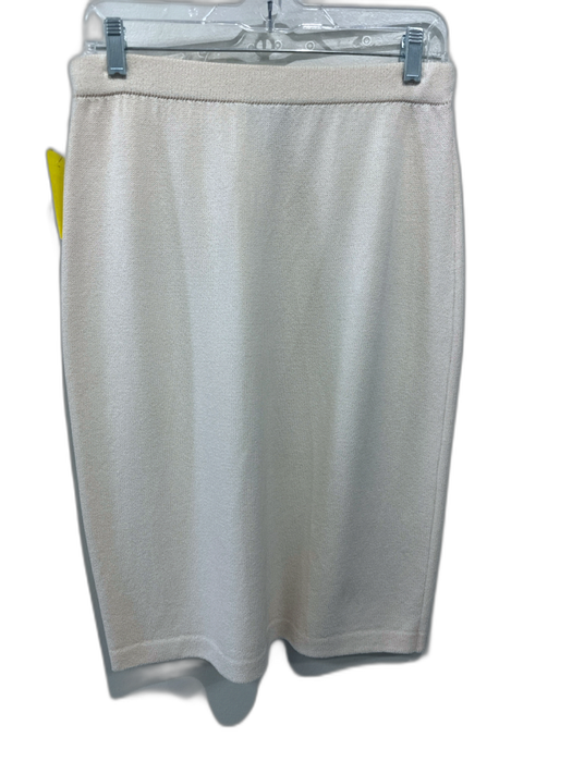 St John Collection Size Small Cream White Wool Blend Elastic Waist Pencil Skirt Cream White / Small