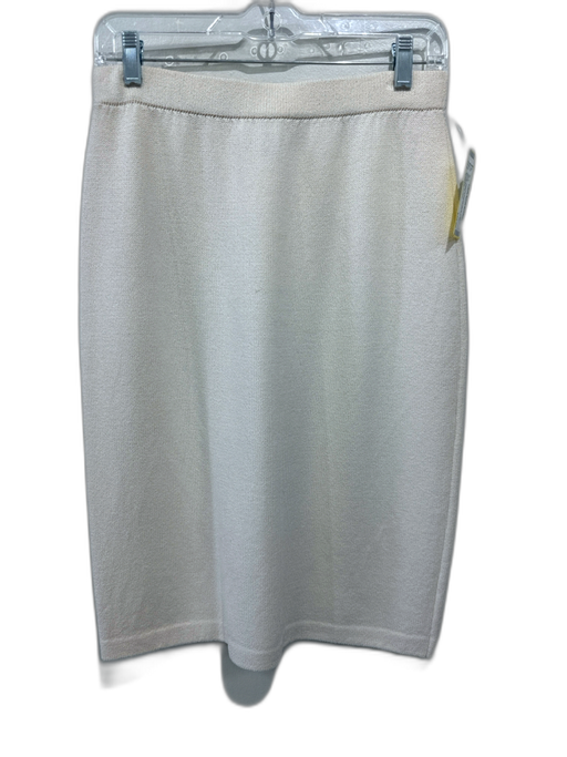 St John Collection Size Small Cream White Wool Blend Elastic Waist Pencil Skirt Cream White / Small