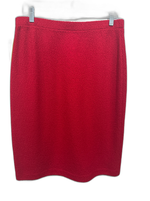 St John Collection Size Medium Red Wool Blend Elastic Waist Knit Boucle Skirt Red / Medium