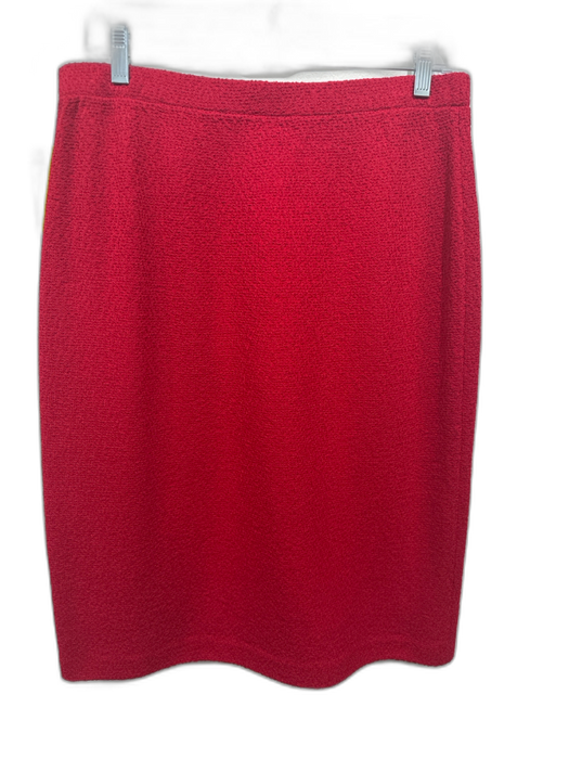 St John Collection Size Medium Red Wool Blend Elastic Waist Knit Boucle Skirt Red / Medium