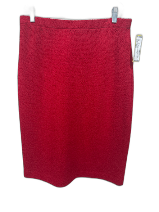 St John Collection Size Medium Red Wool Blend Elastic Waist Knit Boucle Skirt Red / Medium