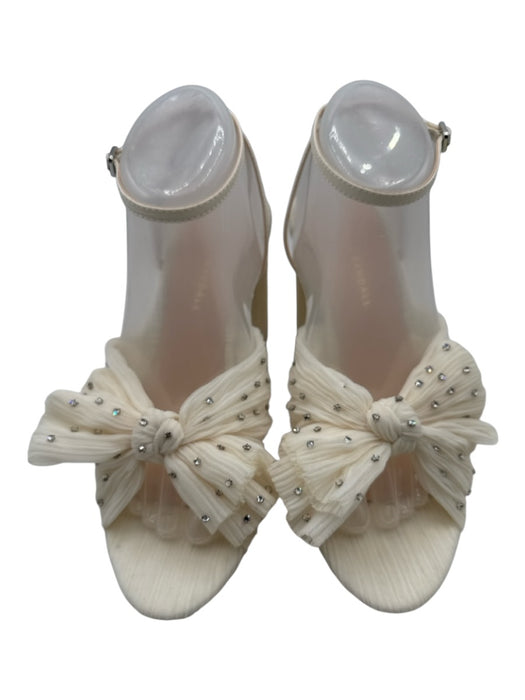 Loeffler Randall Shoe Size 9.5 Cream White open toe Pleated Crystals Pumps Cream White / 9.5