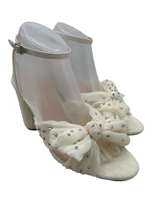 Loeffler Randall Shoe Size 9.5 Cream White open toe Pleated Crystals Pumps Cream White / 9.5