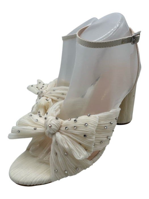 Loeffler Randall Shoe Size 9.5 Cream White open toe Pleated Crystals Pumps Cream White / 9.5