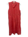 Eileen Fisher Size M Coral Red Organic Cotton Gingham Button Down Midi Dress Coral Red / M