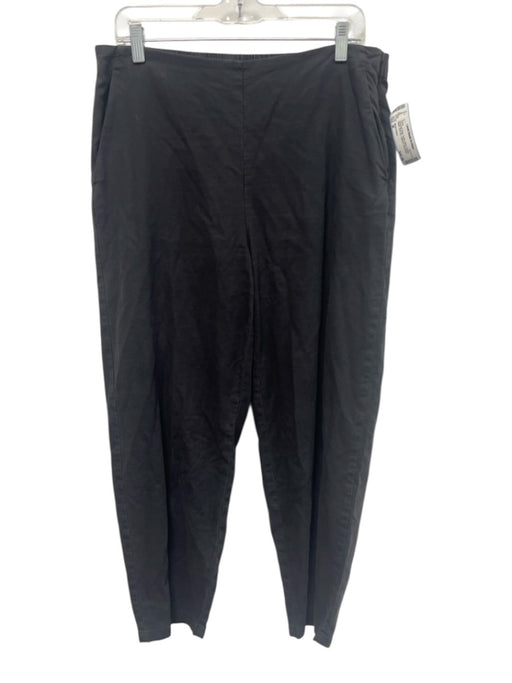 Eileen Fisher Size M Charcoal Gray Cotton Blend Elastic Waist Side Zip Pants Charcoal Gray / M