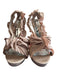 Badgley Mischka Shoe Size 7.5 Beige Pink leather sole Ruffle Open Toe Sandals Beige Pink / 7.5