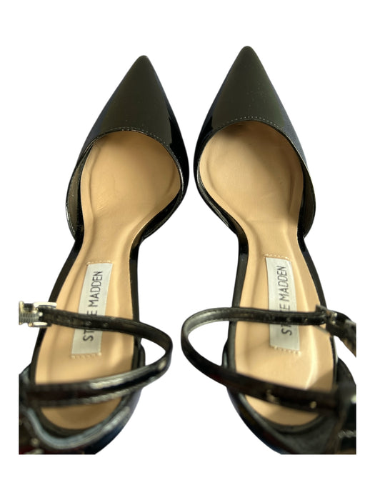 Steve Madden Shoe Size 7.5 Black Patent Leather Pointed Toe Ankle Strap Pumps Black / 7.5