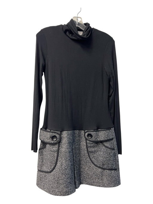 Bailey 44 Size Est Small Black & Gray No Fabric Tag Turtle Neck Drop Waist Dress Black & Gray / Est Small