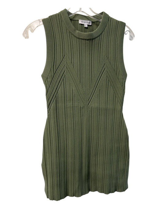 Veronica Beard Size Small Green Viscose Blend Ribbed Sleeveless Round Neck Dress Green / Small
