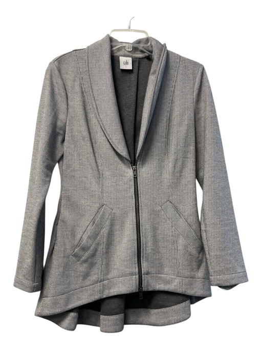 Cabi Size Small Black & White Polyester Blend Pinstripe Front Zip Pockets Jacket Black & White / Small