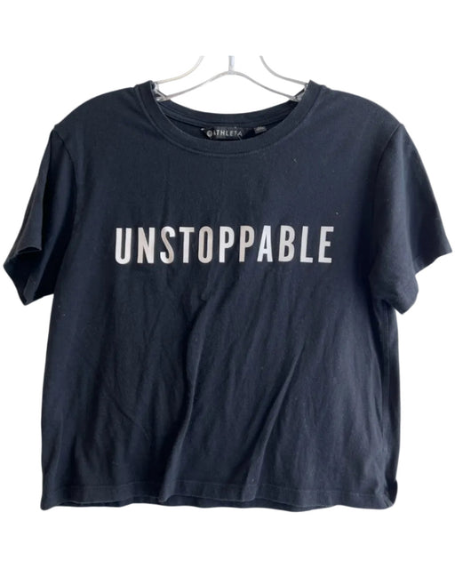 Athleta Size XS Black Cotton Blend T Shirt Text Short Sleeve Cropped Top Black / XS