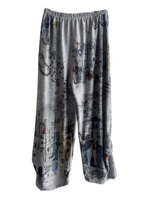 Inoah Size S Grey & Multi Polyester Blend Elastic Waist Wide Leg Pants Grey & Multi / S