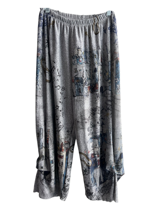 Inoah Size S Grey & Multi Polyester Blend Elastic Waist Wide Leg Pants Grey & Multi / S