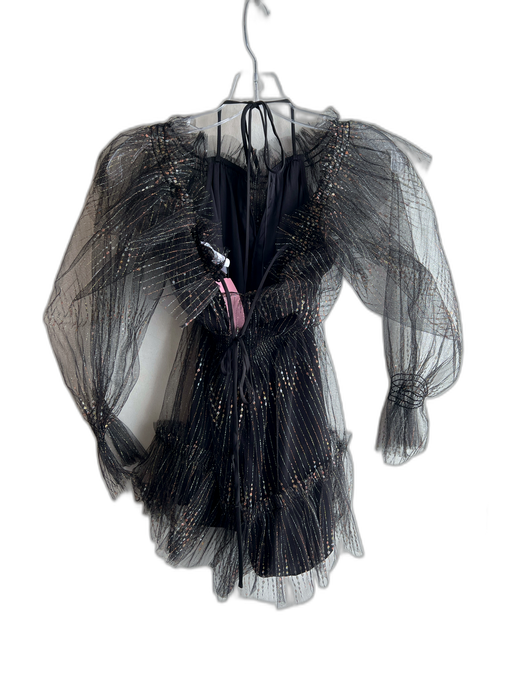 Alice McCall Size 2 Black Nylon Round Neck Long Sleeve Sheer Overlay Romper Black / 2