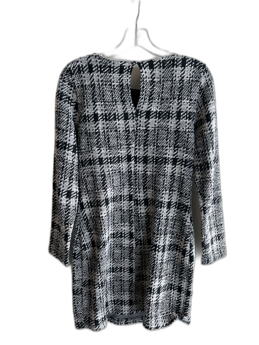 MNG Size 4 Black & White Cotton Blend Tweed Round Neck Back button Dress Black & White / 4