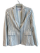 Frame Size 0 Cream & Navy Polyester Blend Lapel Single Button Pin Stripe Jacket Cream & Navy / 0