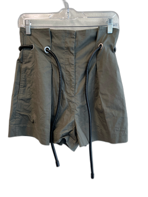 3.1 Phillip Lim Size 2 Army Green Cotton High Rise Belted Paper Bag Shorts Army Green / 2