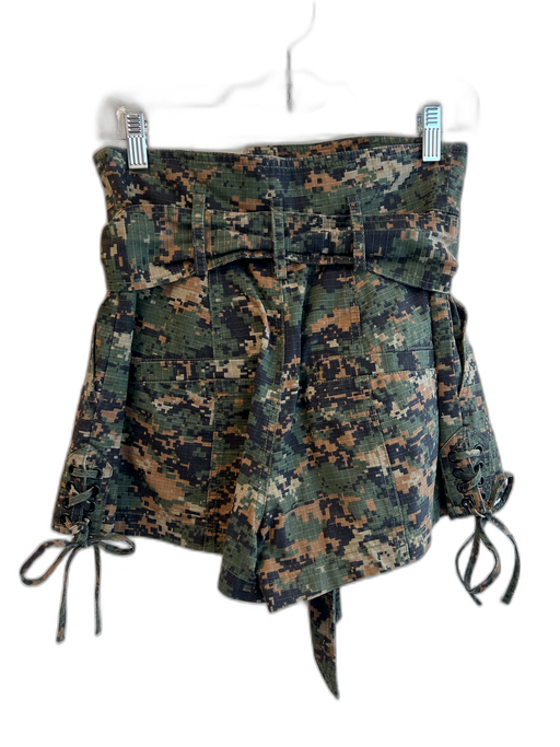 Marissa Webb Size 2 Green Cotton Camo Snap Button High Rise Above Knee Shorts Green / 2