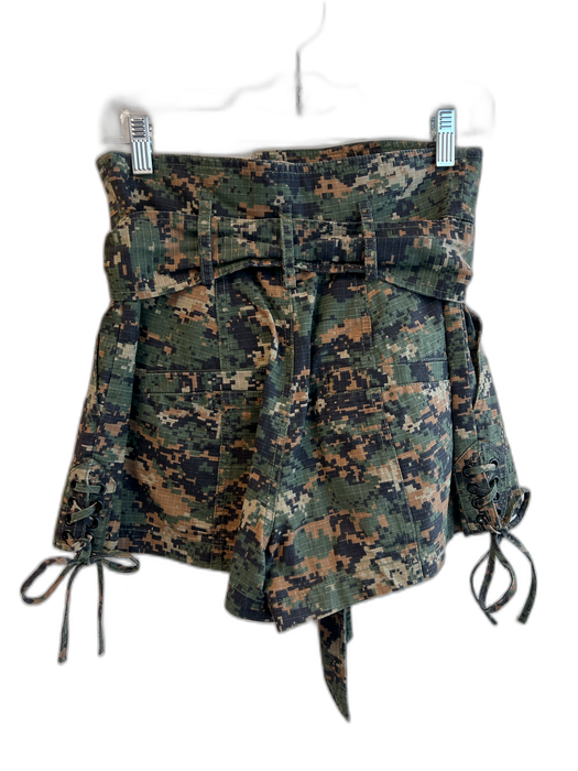 Marissa Webb Size 2 Green Cotton Camo Snap Button High Rise Above Knee Shorts Green / 2