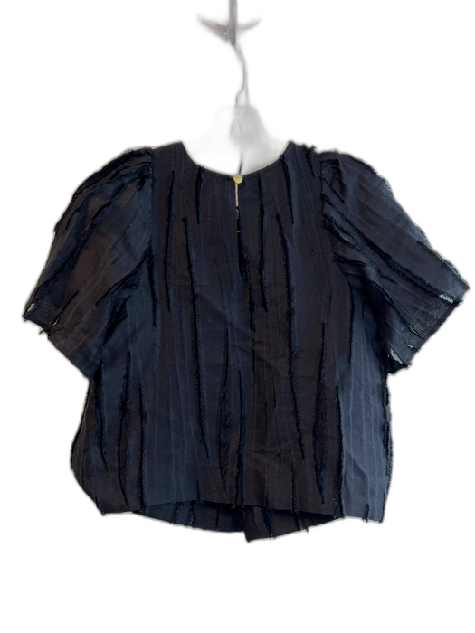 Marie Oliver Size S Black Silk & Linen Cropped T Shirt Raw Detail Short Set Black / S