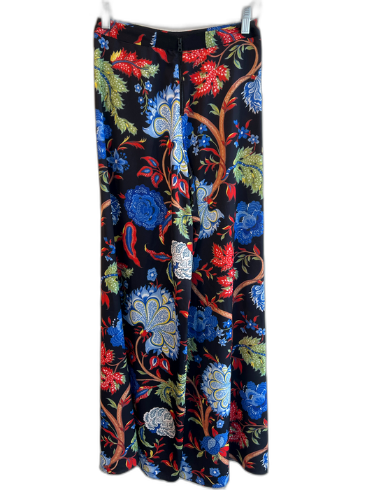 Alice + Olivia Size Est 0 Black & Multi Polyester High Rise Zip Back Pants Black & Multi / Est 0