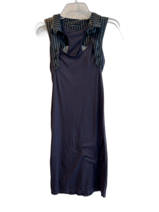 Buddhist Punk Size 2 Gray Cotton & Silk Collared Sleeveless Striped Dress Gray / 2