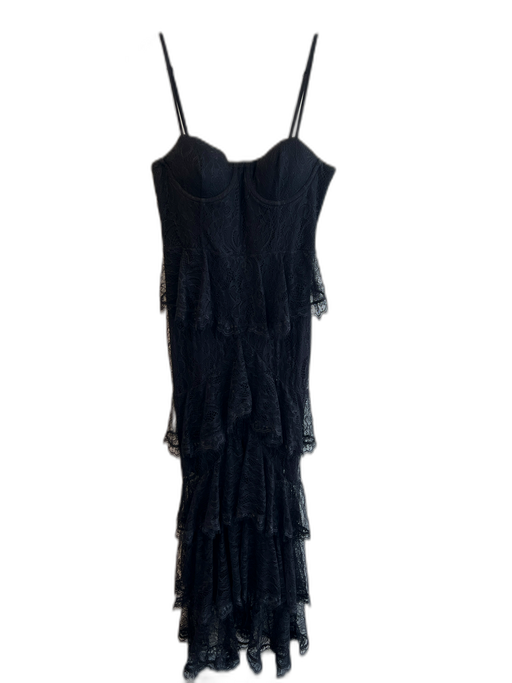 Majorelle Size M Black Nylon Cupped Spaghetti Strap Lace Overlay Dress Black / M