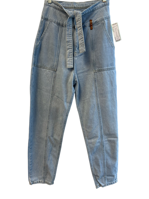 Nice Istanbul Size Small Light Wash Cotton Seam Detail Tapered High Waist Jeans Light Wash / Small