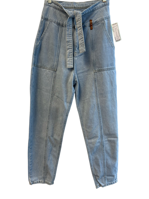 Nice Istanbul Size Small Light Wash Cotton Seam Detail Tapered High Waist Jeans Light Wash / Small