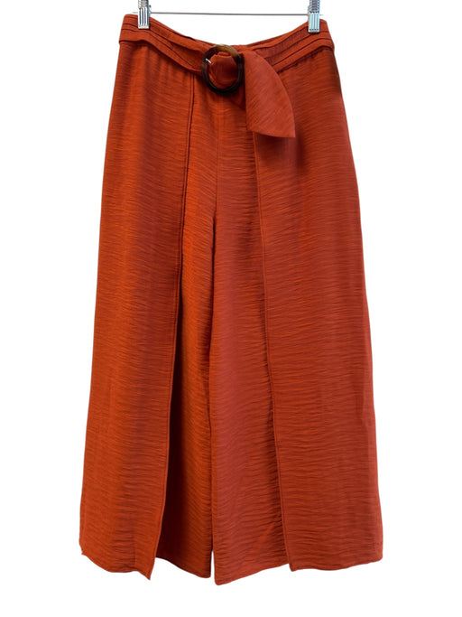 Joie Size 2 Orange Viscose Side Pockets seam detail Wide Leg belt Pants Orange / 2