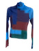 AFRM Size Small Blue & Multi Polyester Long Sleeve Semi Sheer Color Block Top Blue & Multi / Small